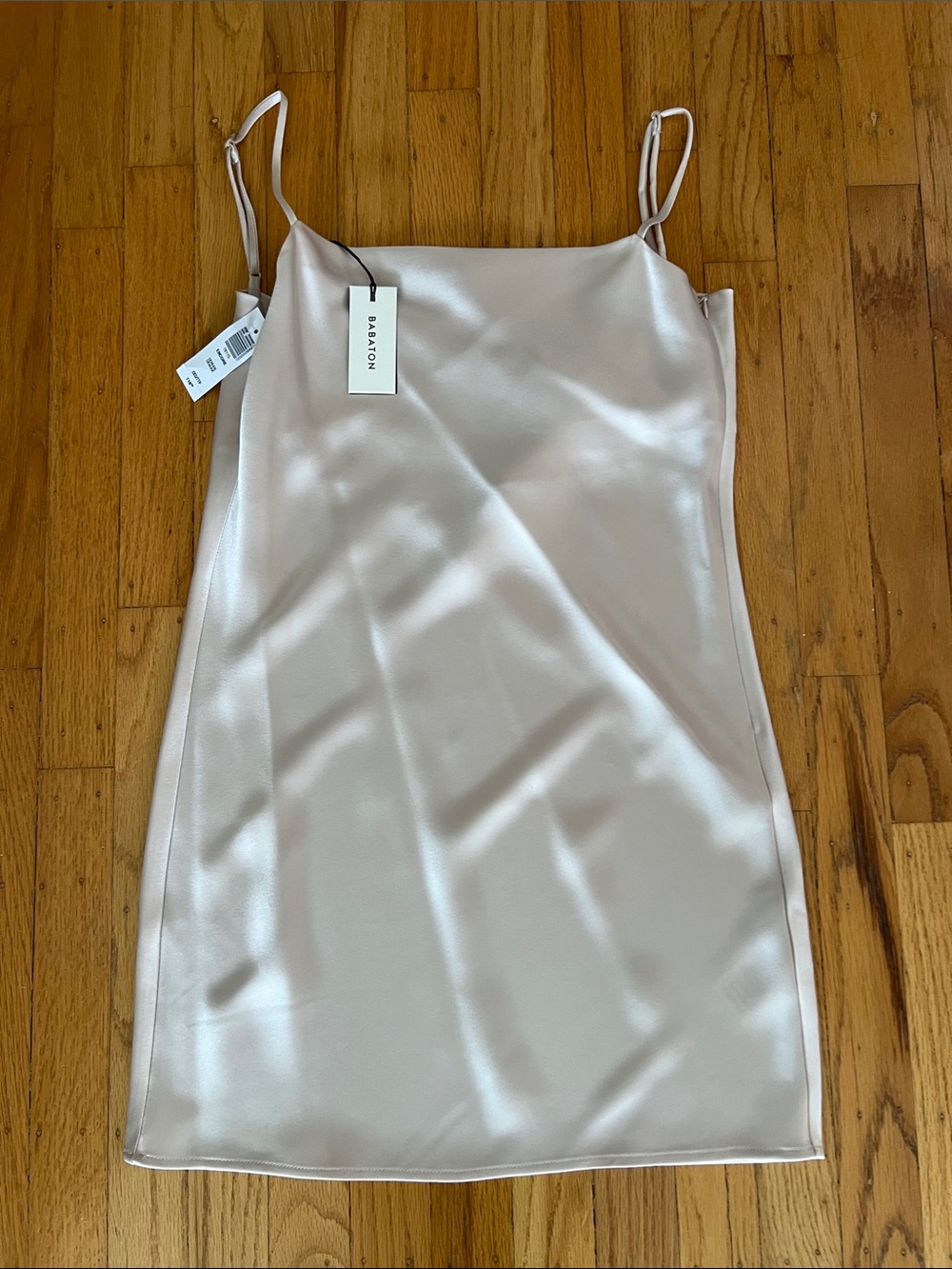 BRAND NEW! Aritzia Babaton mini satin dress Encore Denude cream off white XXS